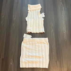 Zara crème knit skirt and top set new with tags . Top small skirt medium